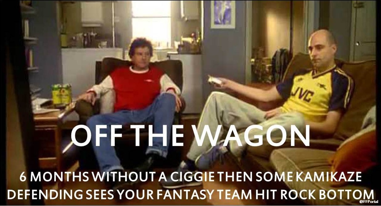 Off the Wagon fantasy football meme about disastrous defending