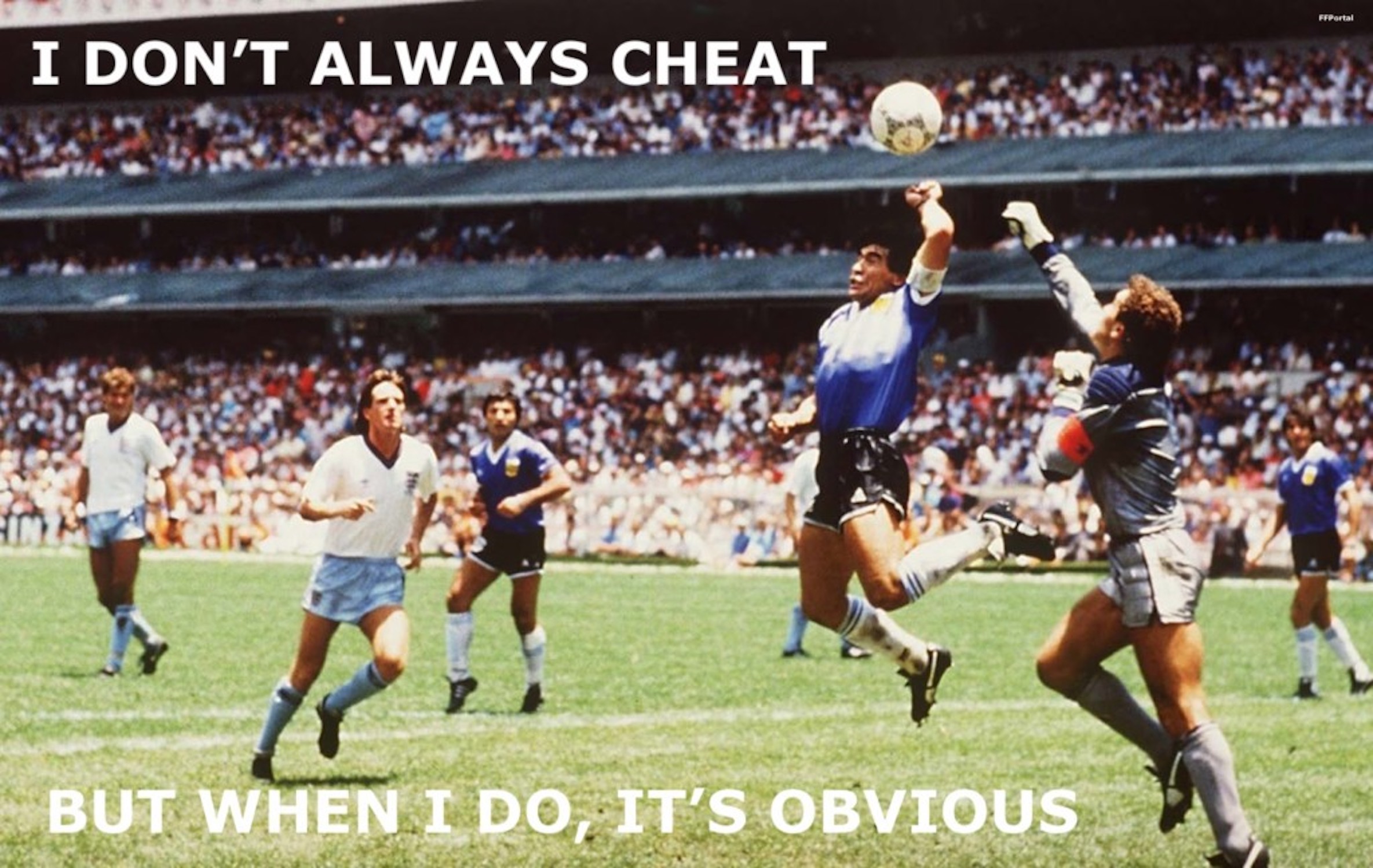 I Don't Always Cheat football meme featuring Diego Maradona