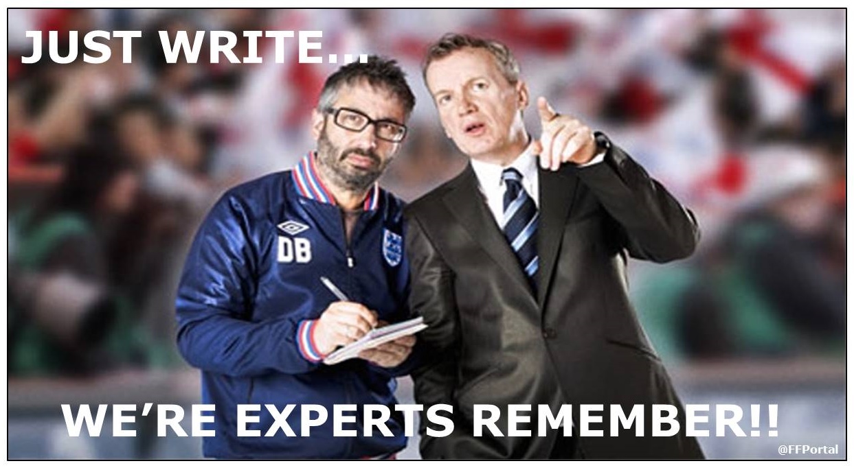 Just Write We're Experts football meme