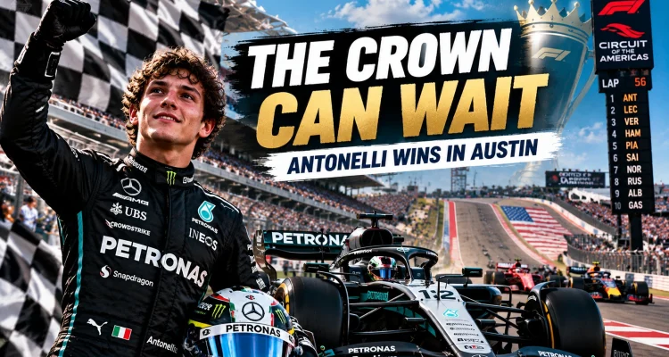 Kimi Antonelli celebrates winning the 2026 United States Grand Prix as he moves closer to the Formula 1 world championship.