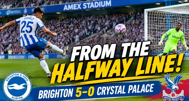 Diego Gómez halfway-line wonder goal in Brighton's 5-0 Premier League victory over Crystal Palace.